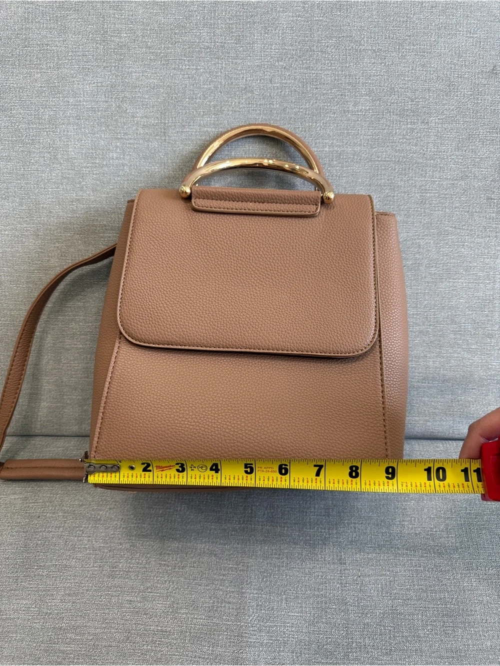 Structured Faux Leather Backpack Crossbody Backpack Handbag in Brown